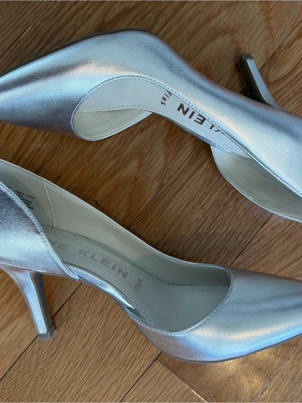 Anne Klein Metallic Silver Pointed-Toe Pumps - Picture 3 of 6